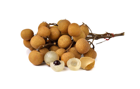 fresh longan on white backgroundの写真素材