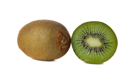 closeup kiwi fruit on white backgroundの写真素材