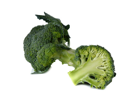 broccoli with leaf on white backgroundの写真素材