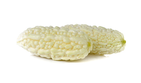 white bitter gourd on white backgroundの写真素材