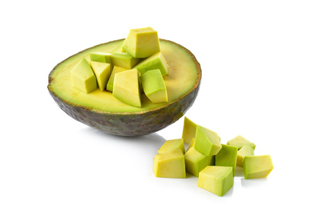 half and portion cut Avocado on white background