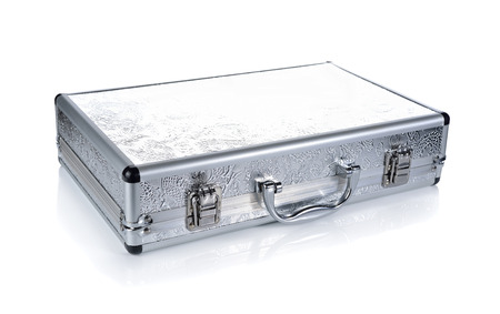 closed briefcase on white backgroundの写真素材