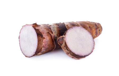 fresh taro on white backgroundの写真素材