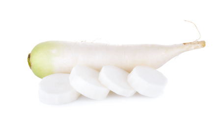 raw Japanese radish on white background