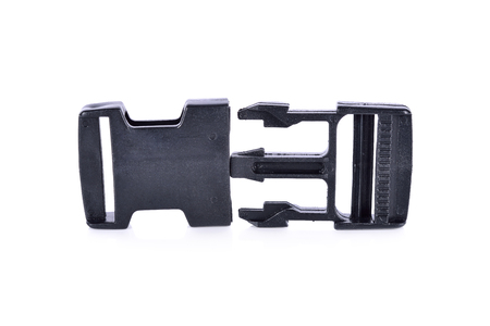 set of plastic buckles on white backgroundの写真素材