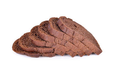fresh sliced dark cocoa bread on a white backgroundの写真素材