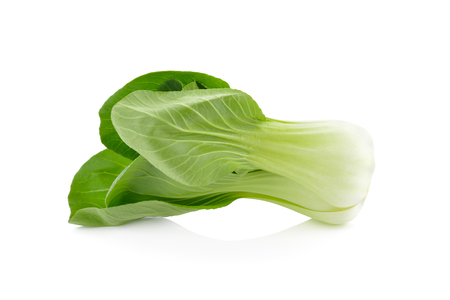 fresh baby bok choy or chinese cabbage on white backgroundの写真素材