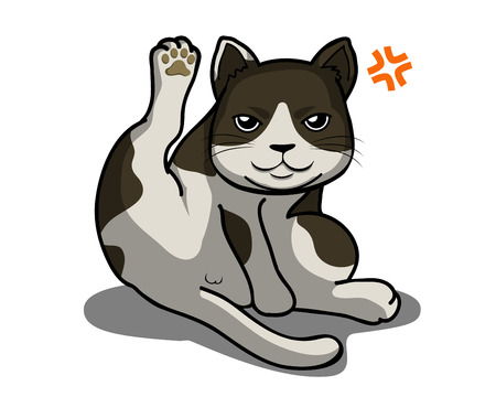 A cat is cleaning Please don t interrupt のイラスト素材