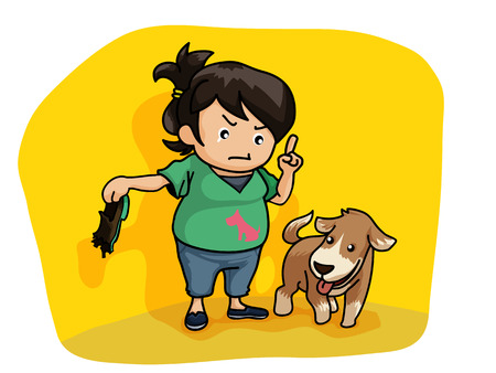 

Illustration of dog owner teaching lesson to her dogのイラスト素材