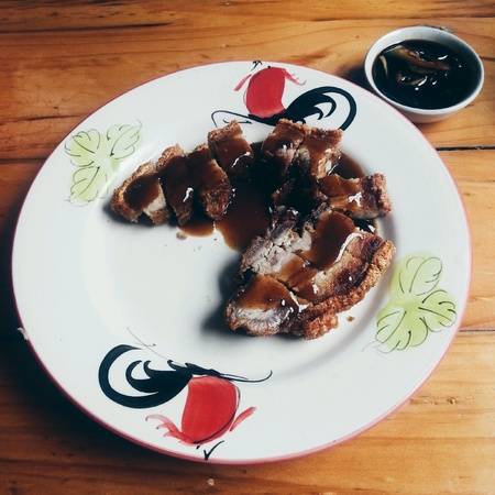 Yummy roasted pork in Chiang mai Thailandの素材