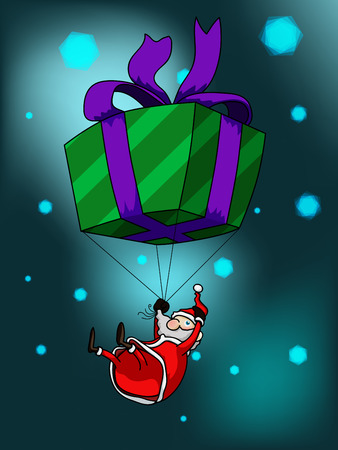 Big giftbox and Santaのイラスト素材