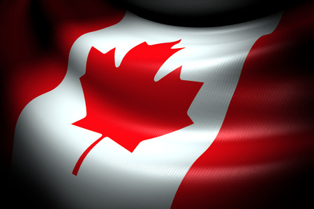 Flag of Canada in the dark with brightness spotの写真素材