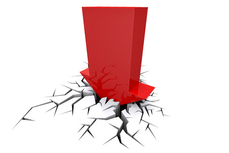 Economic Crisis  3d red arrow breaking in crack hole  Business fall の写真素材