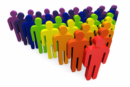 Group of business workers with red team leader on white background.の写真素材