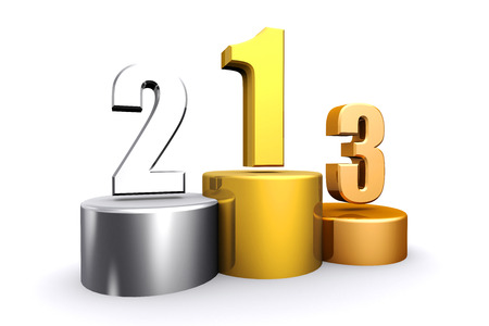 3D render gold silver and bronze empty podium on white background 