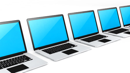 Digital device labtop on white background の写真素材