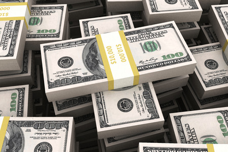 Stack of 100 dollars USA on white background. Financial concept.
