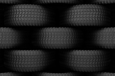 Black tire rubber, vehicle part, spare part.の写真素材