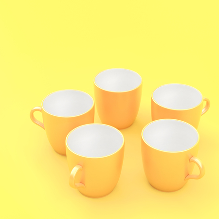 Creative idea group of coffee glass teamwork concept, pastel color.の写真素材