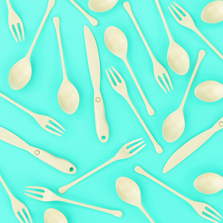 Pastel Beautiful Kitchen Tools, Minimal conceptual Art with clipping path.の写真素材
