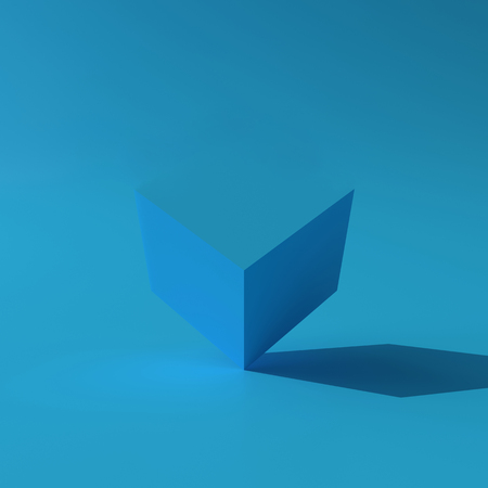 3d illustration Abstract Mono Tone Blue Box minimal design Background and copy space.の写真素材