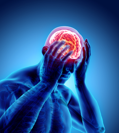 3d illustration of headache human, x-ray medical concept.の写真素材