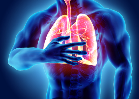 3d illustration of Lungs and chest painful, medical healthcare.の写真素材