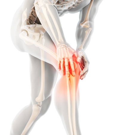 Knee painful - skeleton x-ray, 3D Illustration medical concept.の写真素材