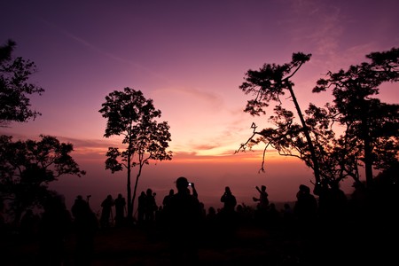 Sunrise at viewpoint in national park imageの写真素材