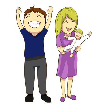A vector illustration happy father, mother and babyのイラスト素材