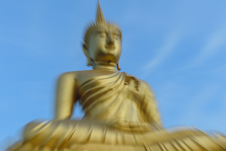 buddha , black white image, with clear blue sky, Thailand,Beautiful image, concept blur image or motion  on imageの写真素材