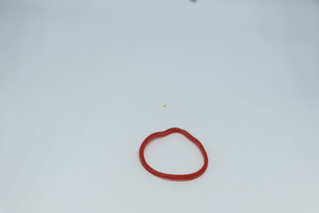 rubber band is isolated, white backgroundの写真素材