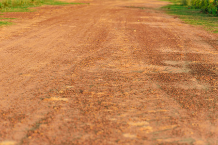 Dirt road adventure area for car in countryside, Thailand, Nature backgroundの写真素材