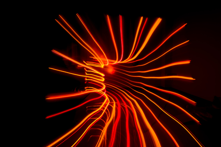 Color line's blurred Bokeh color with a beautiful,moving in dark out of the center, dark black...