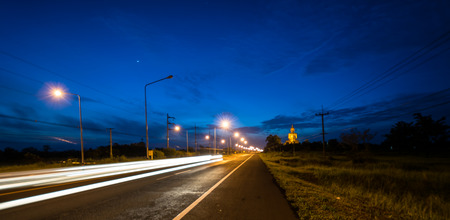 Lamp lighting on road in the morning,moring sky backgroundの写真素材
