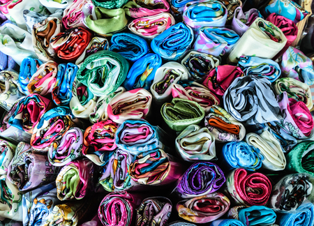 Patterned fabrics  Thailand's clothes, background textureの写真素材