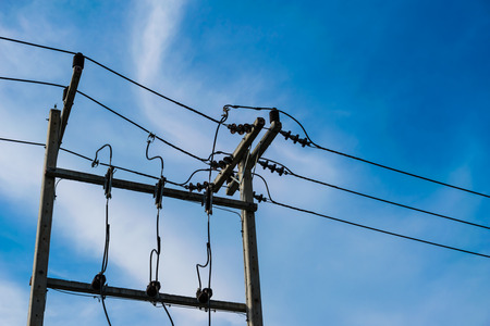electric pole with blue sky background image