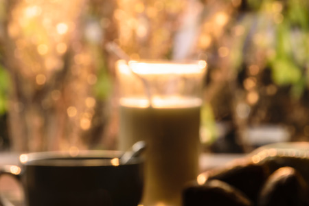 blurred milk on wooden, breakfast healthy menu, food morning be freshy for family , food concept and...