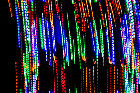 The beautiful lighting of path when there is movement of the origin of multi colored lights. Slow...