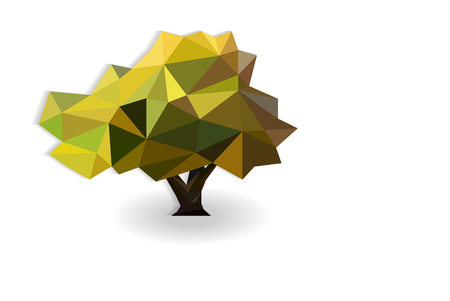 one tree polygon asset, geometric and triangle shape, nature forest for saving green earth planet, vector art and illustration, polygon design concept.のイラスト素材