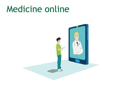 Online treatment Specialist physicians provide 24-hour hotline consultation on mobile applications.のイラスト素材