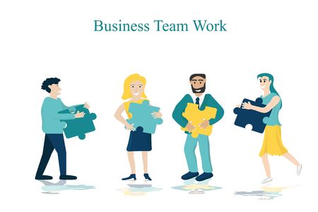 Business men and women work as a team Help each other work to achieve success. Can be used as a logo, banner, template, and business icons.のイラスト素材