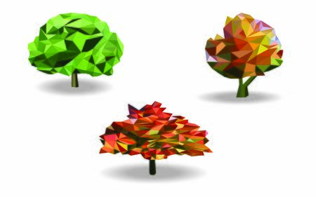 Three set of tree polygon multi color  leaf concept vector.tree icons geometric ,triangle shape design modern,can use for game template,vector art and illustration.のイラスト素材