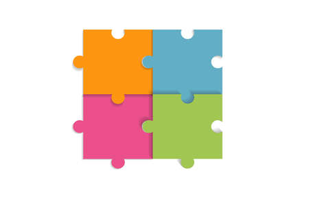 Flat jigsaw flamework icon, group for teamwork diagram, or step by step to success concept.vector illustration.のイラスト素材
