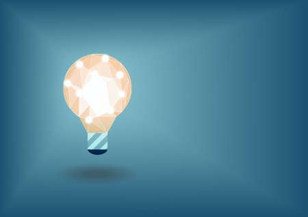 Bulb idea low poly element modelling vector icon banner, triangle and geometric shape , creativity and connection concept, vector art and illustrationのイラスト素材