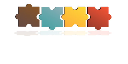 Team work background  template concept, multicolor jigsaw modelling design, copy space for insert text step to step, vector and illustration.のイラスト素材