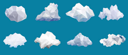 Eight cloud low poly icons vector set , polygon geometric and triangle, can use for gaming icons and banner diamond modern style.のイラスト素材