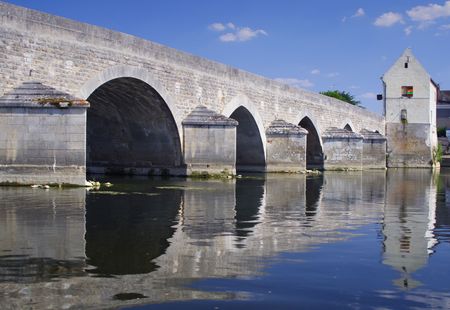 Bridge spanning the Loire riverの写真素材