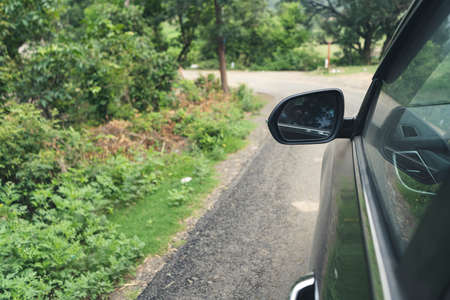 Part of automative, close up shot of a side mirror of a carの写真素材