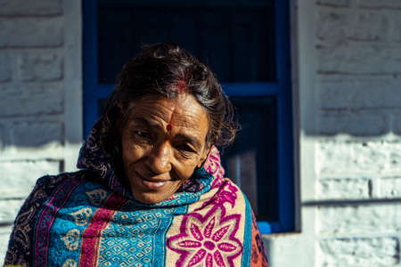Almora, Uttarakhand - Jaunary 2 2022- Portrait of an india old aged woman from the villages of uttarakhand.のeditorial素材